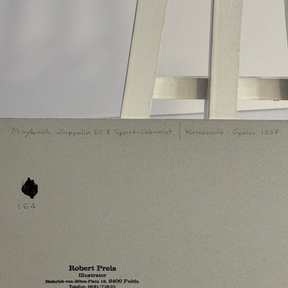 1937 Maybach Zeppelin D5 8 Sport Cabriolet by Spohn Illustration Art Hand Drawn