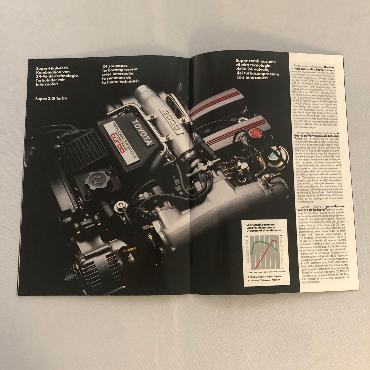 Vintage Toyota Supra Turbo Sales Brochure Catalog French German Italian Text