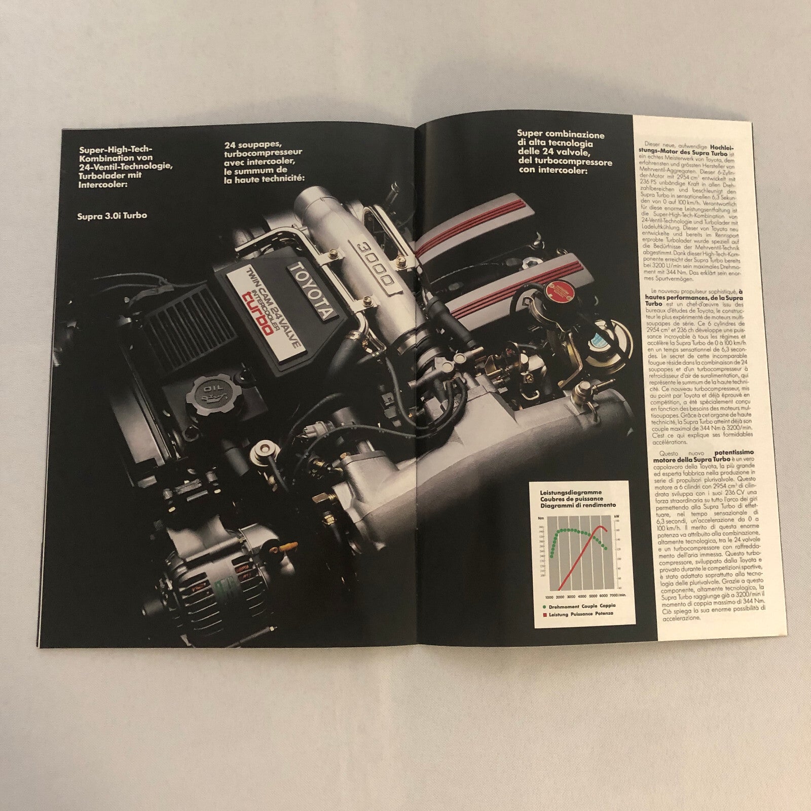 Vintage Toyota Supra Turbo Sales Brochure Catalog French German Italian Text
