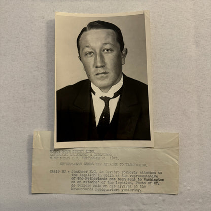 Dutch Netherlands Ambassador Attache to Washington Press Photo Photograph 1922