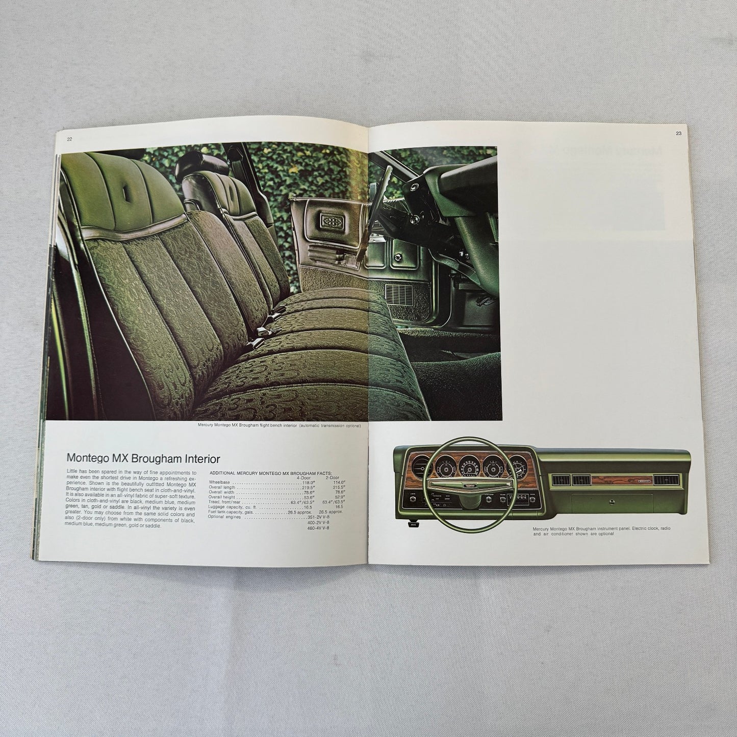 1974 Mercury Car Sales Brochure Catalog Marquis Montego Cougar Comet Monterey
