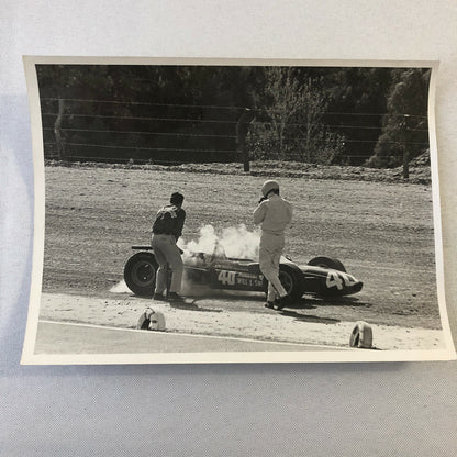 Vintage Car Racing Photo Photograph - Car on Fire - Ron Harris Racing 