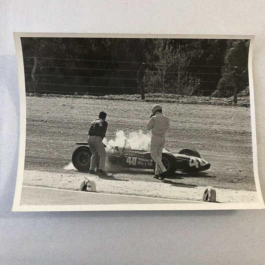 Vintage Car Racing Photo Photograph - Car on Fire - Ron Harris Racing 