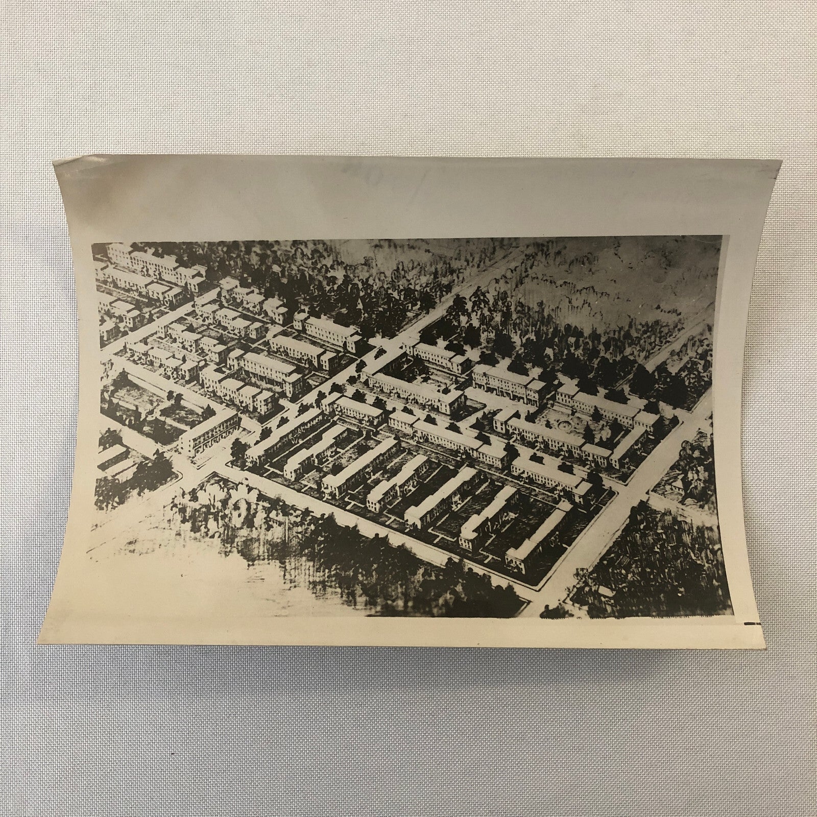 Press Photo Photograph Architectural Drawing Neighborhood Buildings Underwood