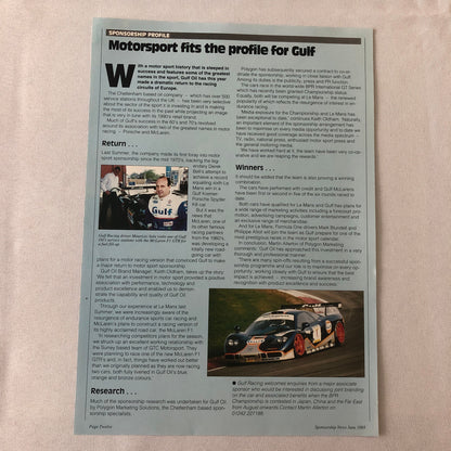 Gulf Racing McLaren F1 GTR Press Kit Brochure Photos