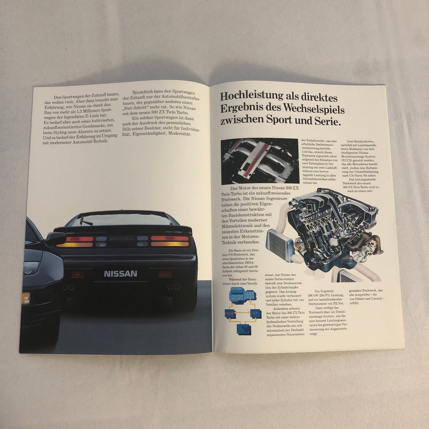 Vintage Nissan 300ZX Twin Turbo Poster Sales Brochure Catalog GERMAN TEXT Euro