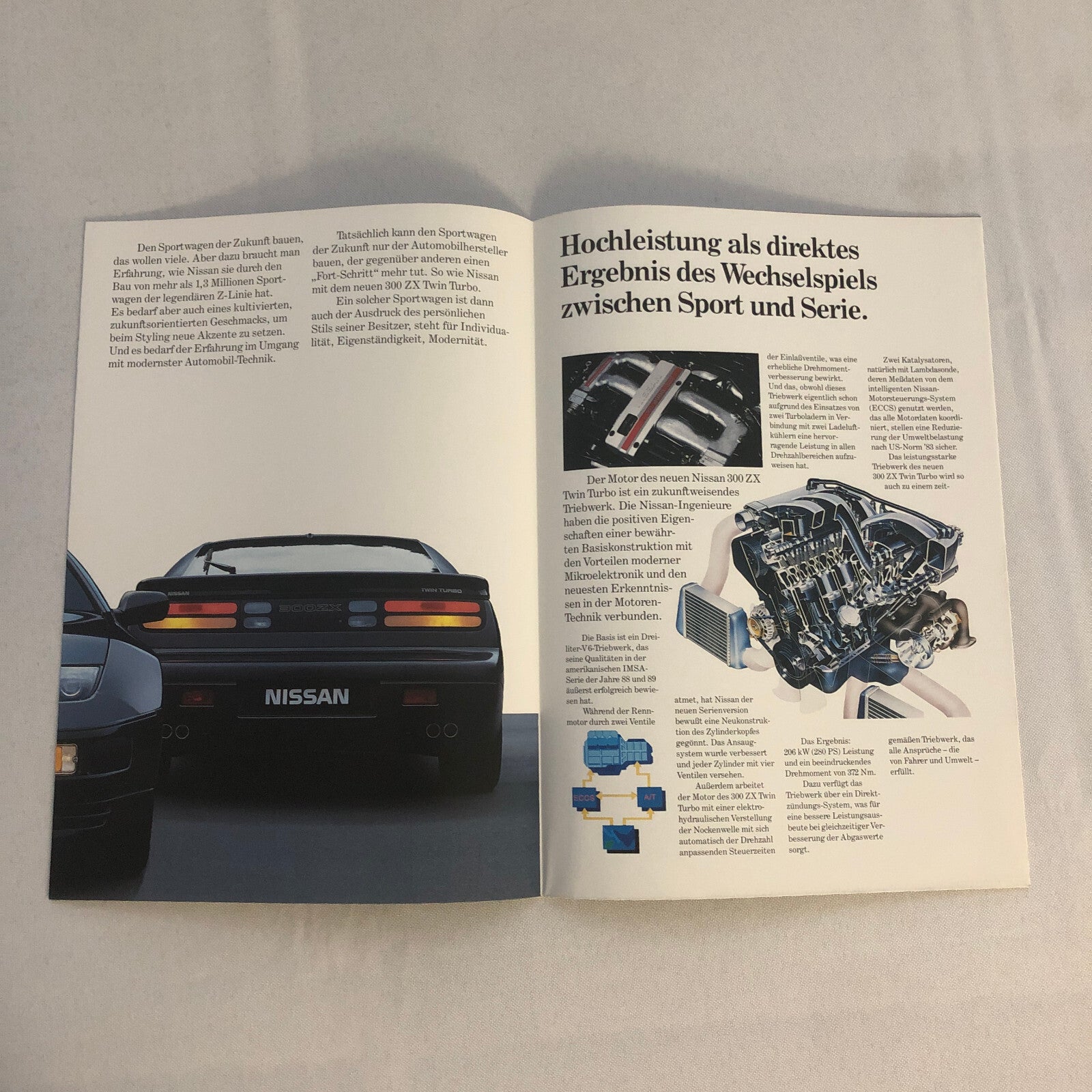 Vintage Nissan 300ZX Twin Turbo Poster Sales Brochure Catalog GERMAN TEXT Euro