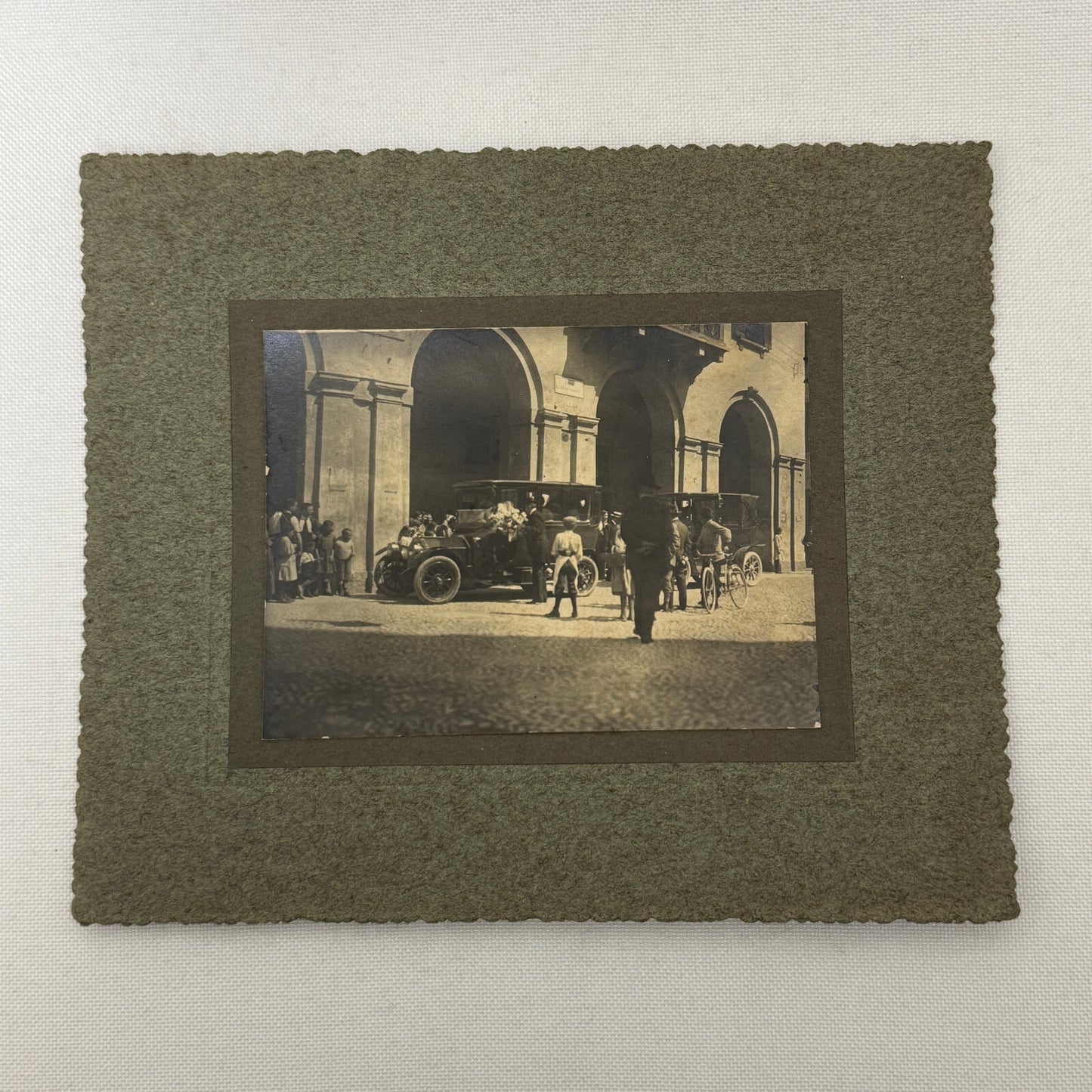 Vintage Photograph Photo People with Early Automobile Car