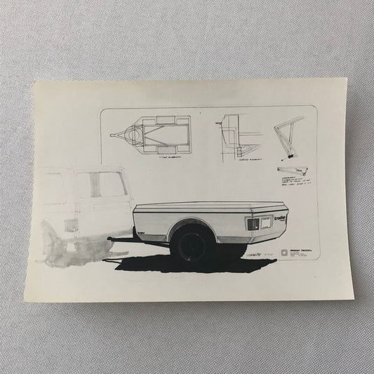 Vintage Product Design Photo Photograph of Illustration Travel Trailer
