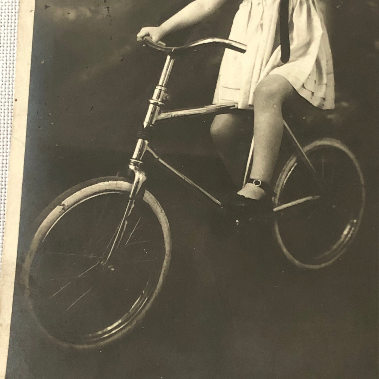 Circus Performer Girl Child on Bicycle Real Photo Postcard Post Card RPPC