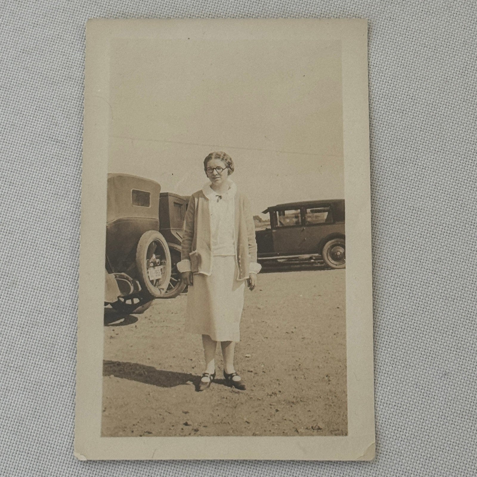 Vintage Car Photo Photograph Print Woman with Automobile Snapshot