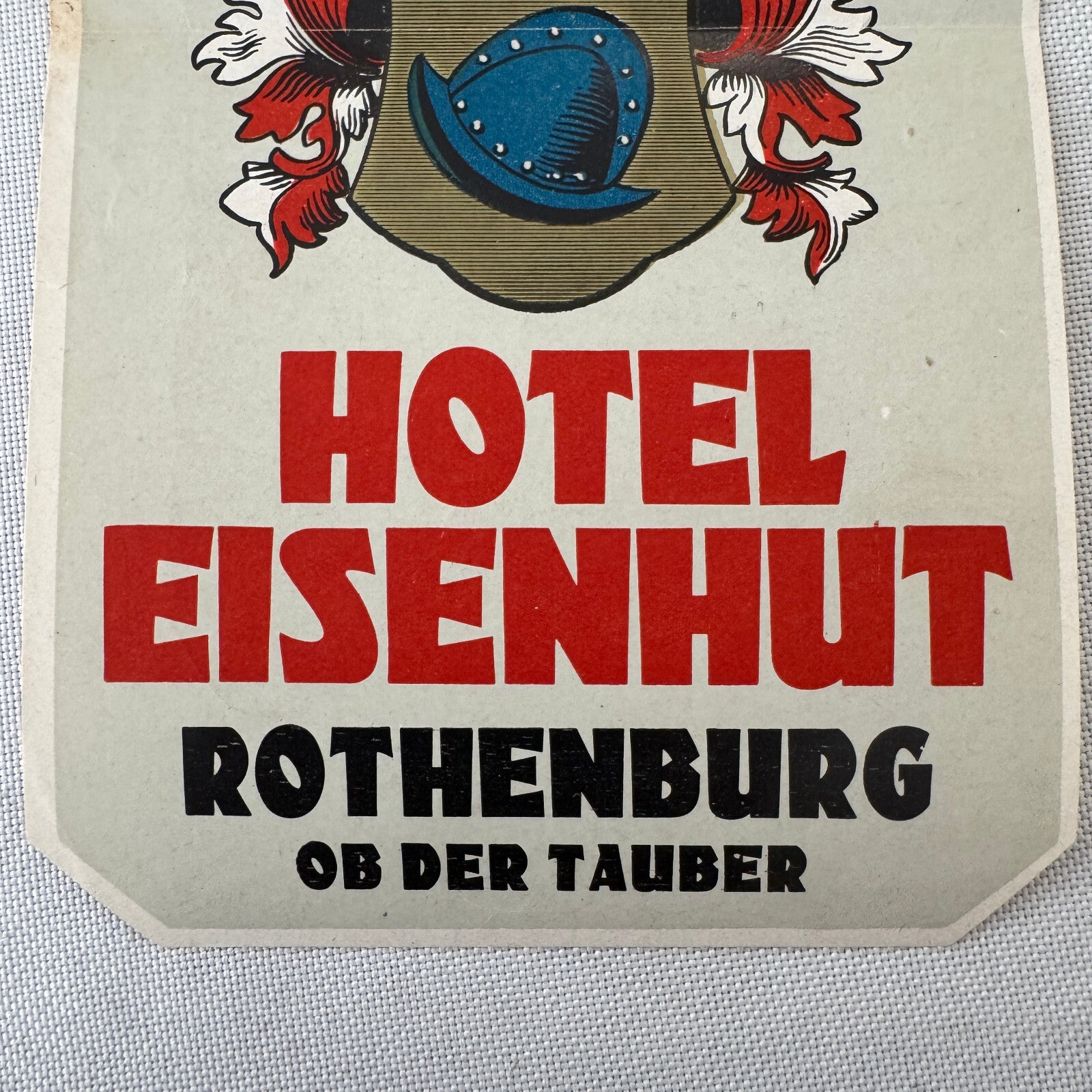 Vintage Hotel Travel Luggage Label Hotel Eisenhut Rothenburg Germany German