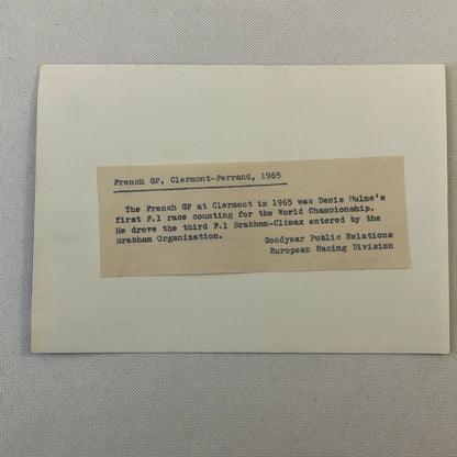 Vintage Racing Photo Photograph Denny Hulme French Grand Prix 1965 Goodyear 