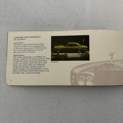 Rolls Royce Car Leasing Sales Brochure Catalog Corniche Camargue Silver Shadow