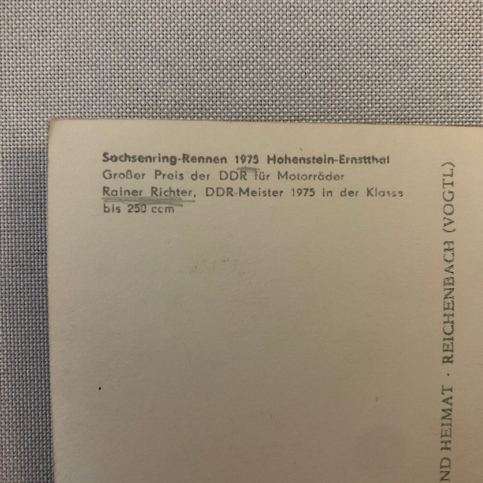 Vintage Motorcycle Racing Postcard Post Card Rainer Richter Germany