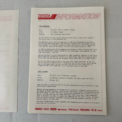 1988 Toyota Celica Rally Rallye Racing Press Kit Motorsport Race Photos Photo