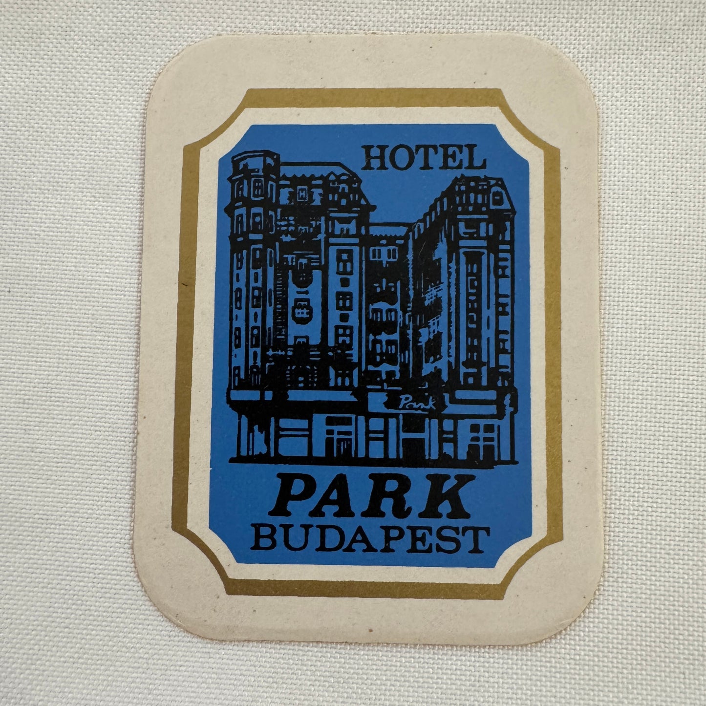 Vintage Hotel Travel Luggage Label Hotel Park Budapest Hungary Hungarian