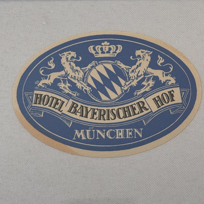 Vintage Hotel Travel Label Hotel Bayerischer Hof Munchen Germany German