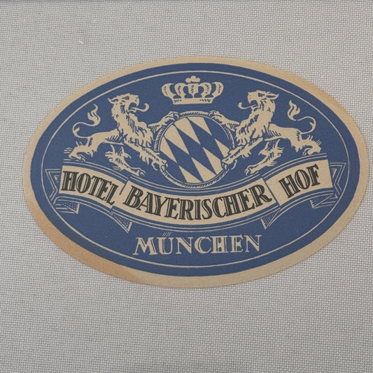 Vintage Hotel Travel Label Hotel Bayerischer Hof Munchen Germany German