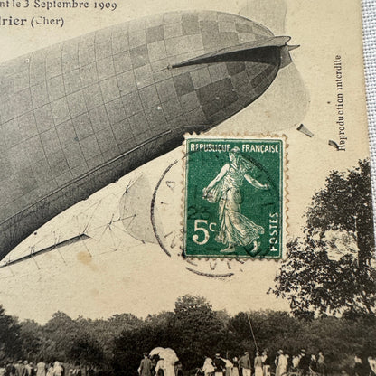 Vintage Zeppelin Airship Dirigible Postcard Post Card French La Republique