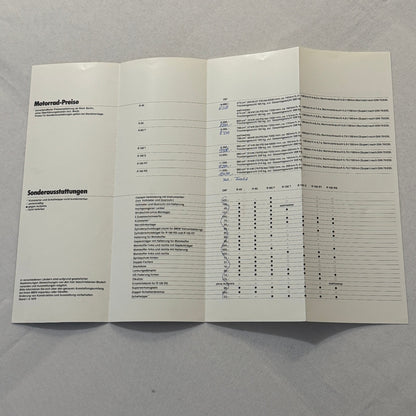 1979 BMW Motorcycle Price and Options Brochure Catalog R65 R100 R80 R45 GERMAN