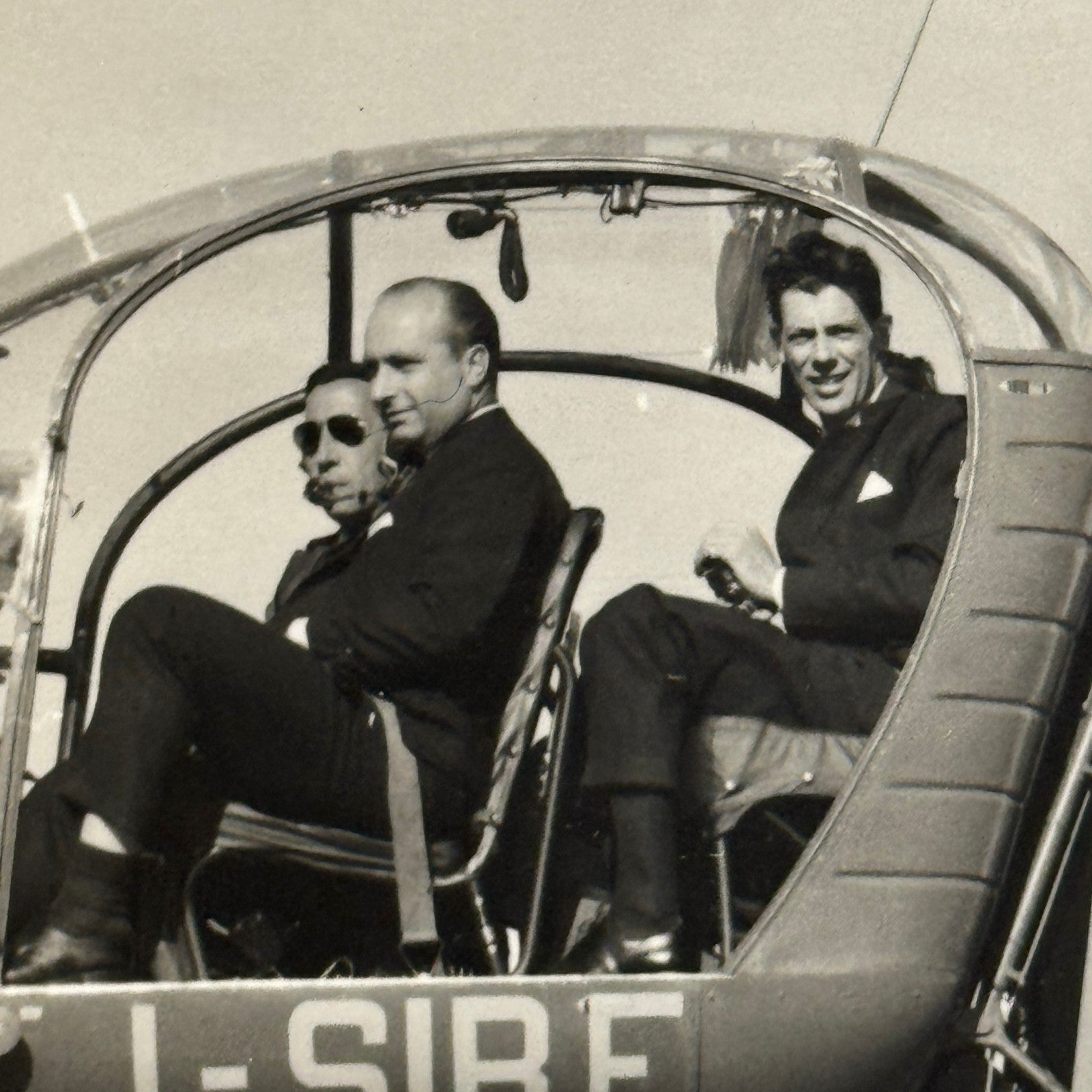Juan Manuel Fangio in BP Helicopter At Italian Formula Junior Race Photo 1959