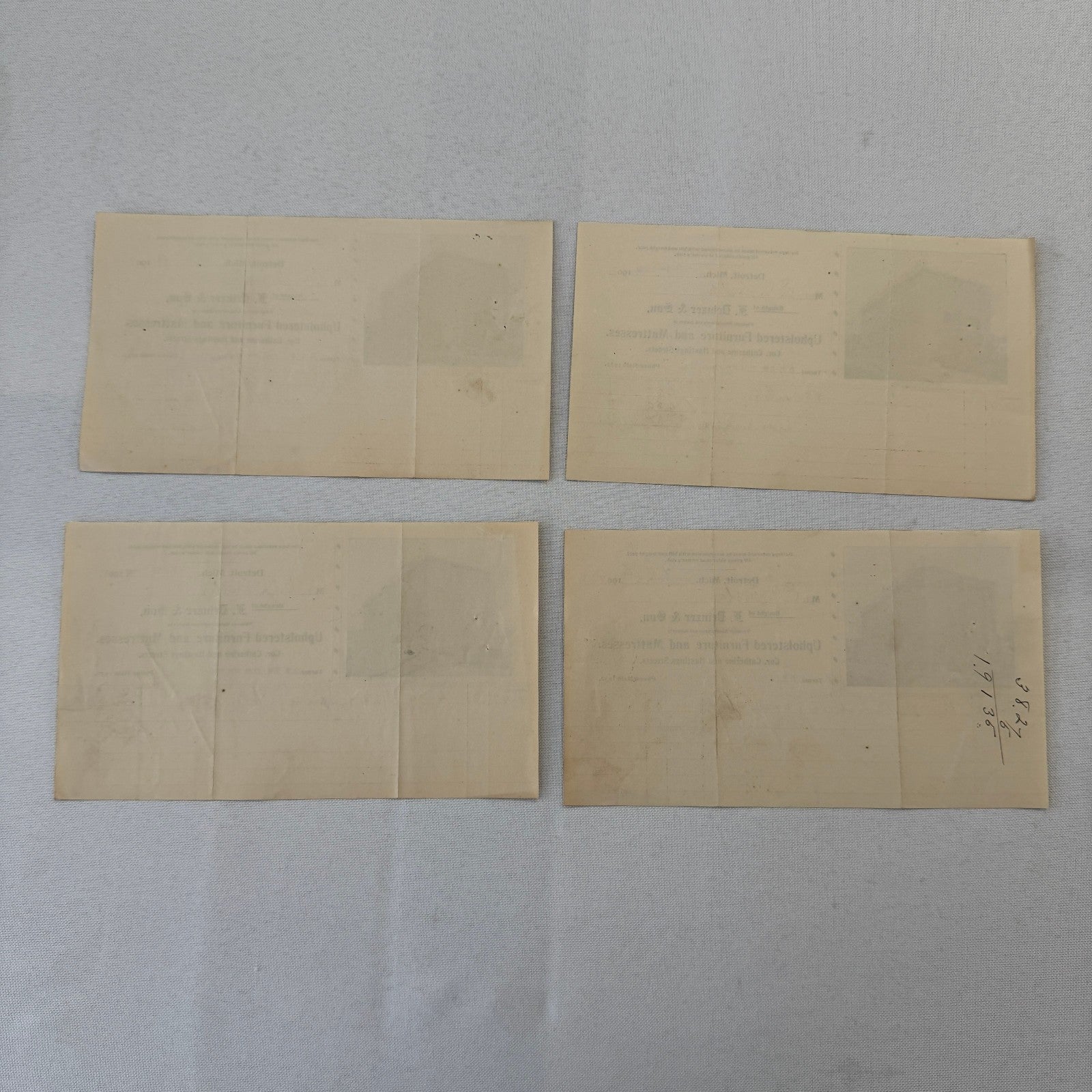 F Deinzer and Son Furniture Mattresses Invoice Receipt Document Lot 4x Detroit
