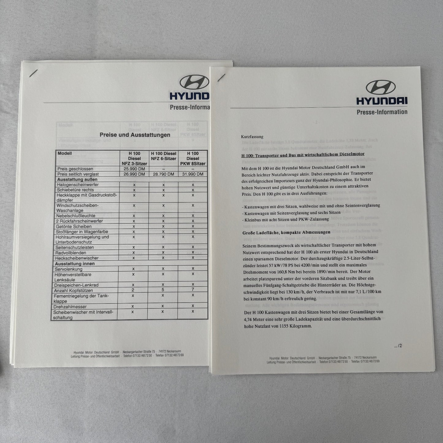 1996 Hyundai Car Press Kit S-Coupe S Coupe Sonata Lantra Accent H100 GERMAN