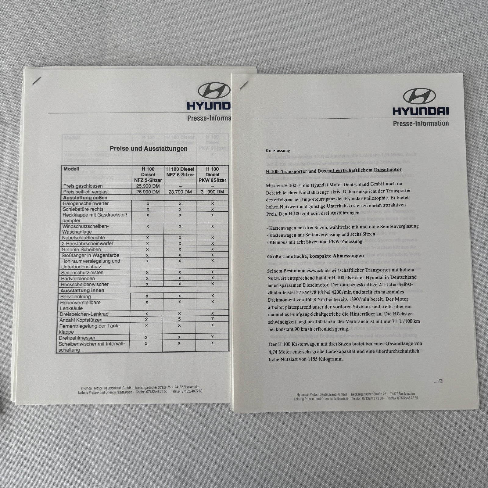 1996 Hyundai Car Press Kit S-Coupe S Coupe Sonata Lantra Accent H100 GERMAN