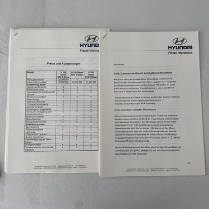 1996 Hyundai Car Press Kit S-Coupe S Coupe Sonata Lantra Accent H100 GERMAN