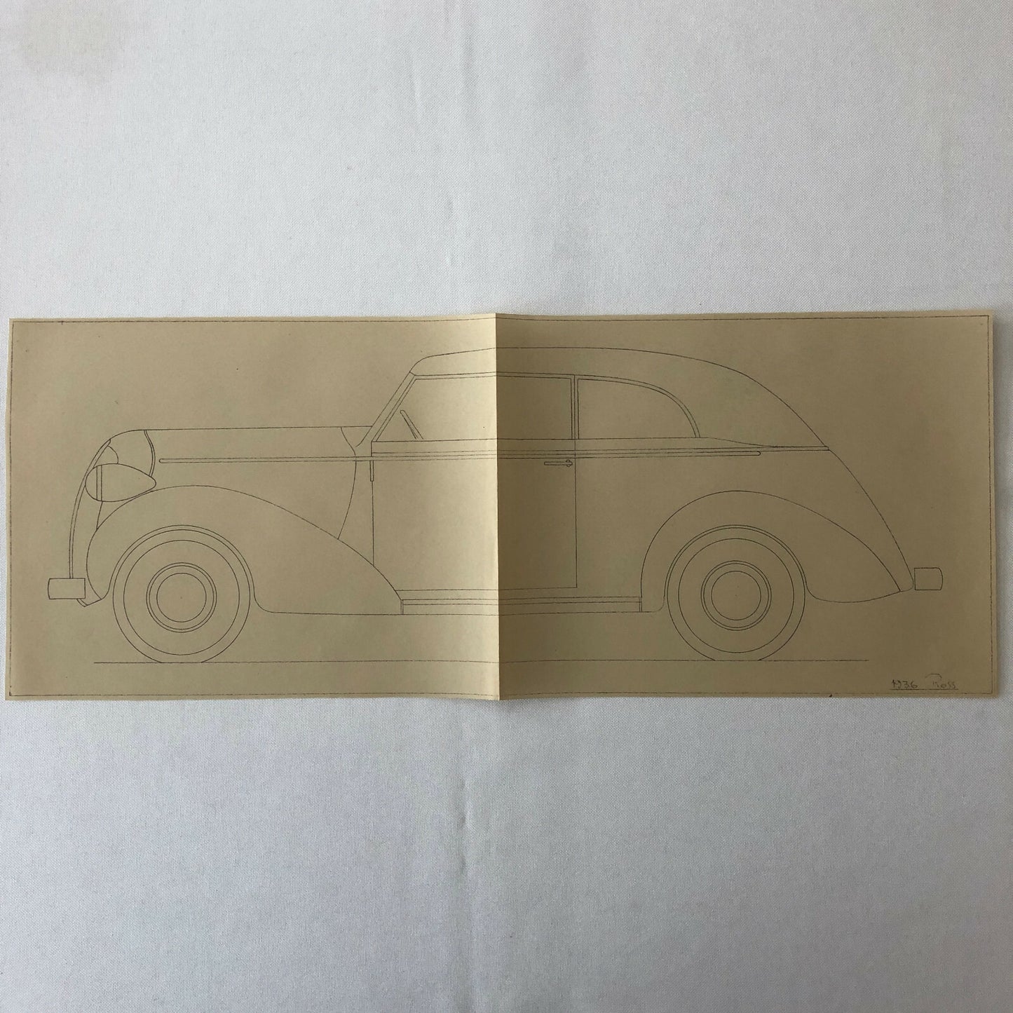 1936 Coachbuilder Car Design Blueprint Rendering Blue Print Coupe Body Style 