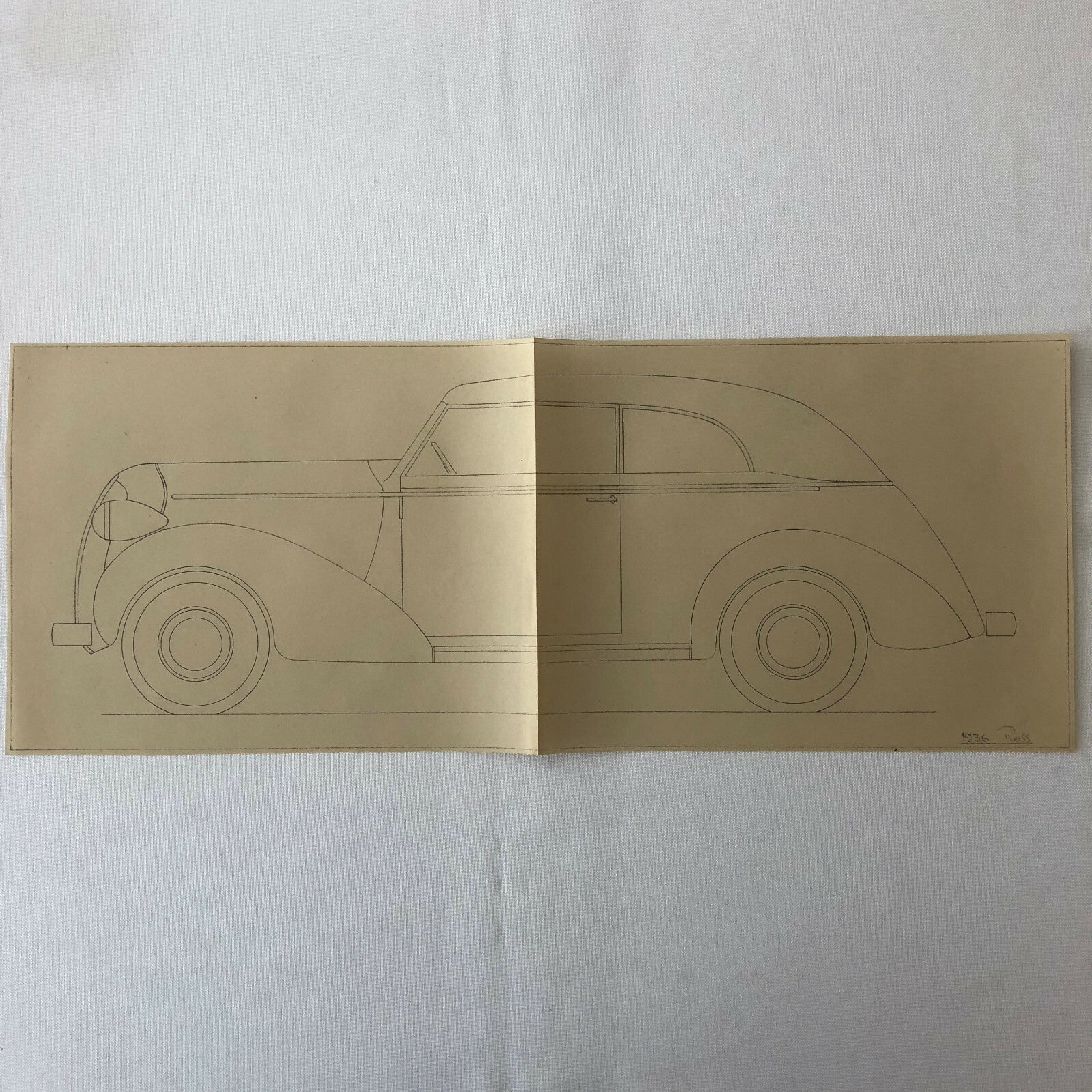 1936 Coachbuilder Car Design Blueprint Rendering Blue Print Coupe Body Style 