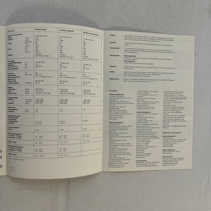 Audi Coupe Technical Specification and Color Spec Brochure Coupe Quattro GT