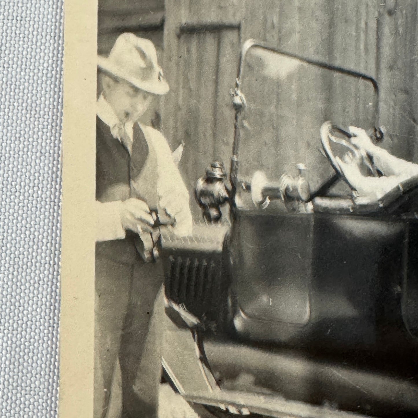 Vintage Car Photo Photograph Print Snapshot People in Early Automobile