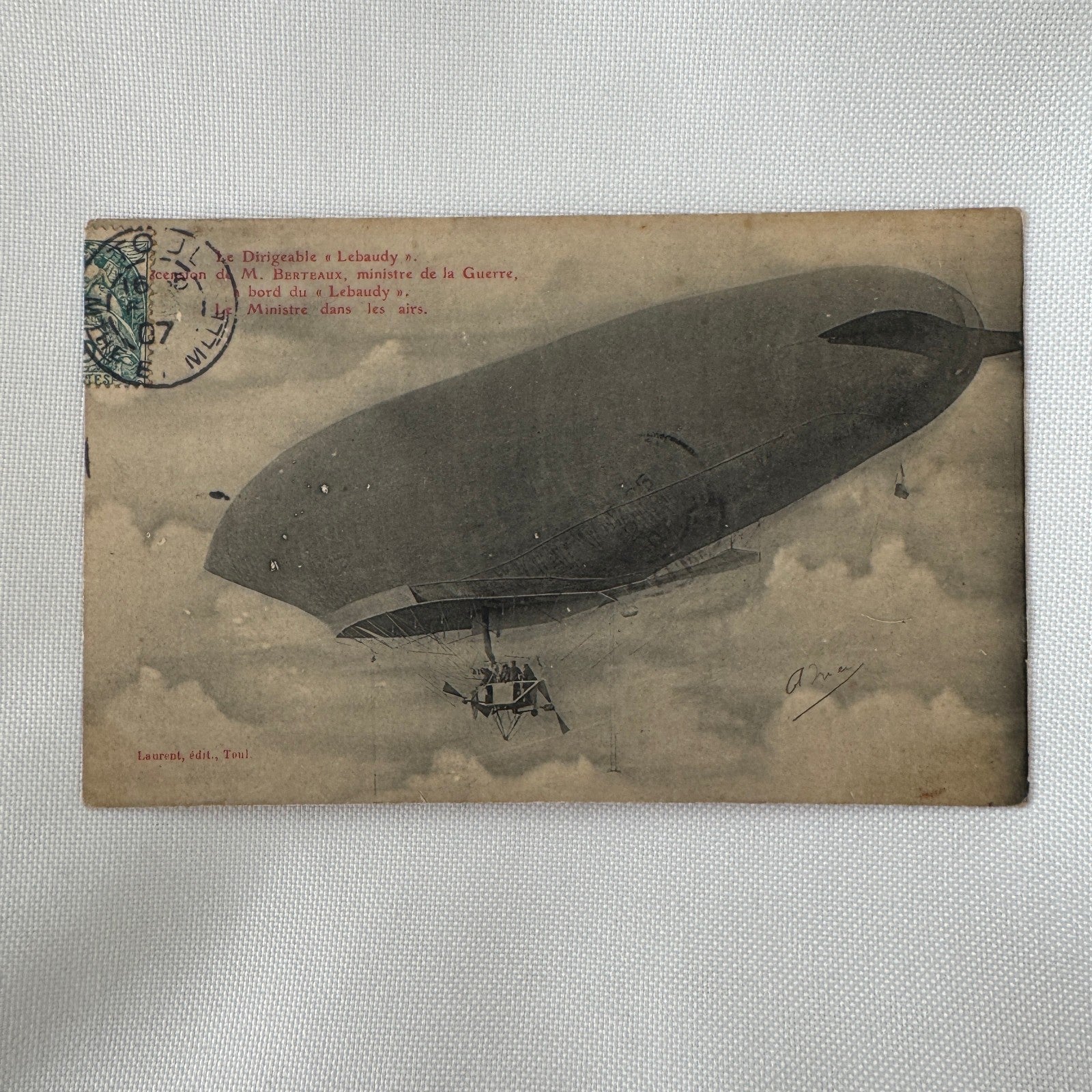 Vintage Zeppelin Airship Dirigible Postcard Post Card French Le Lebaudy 1907