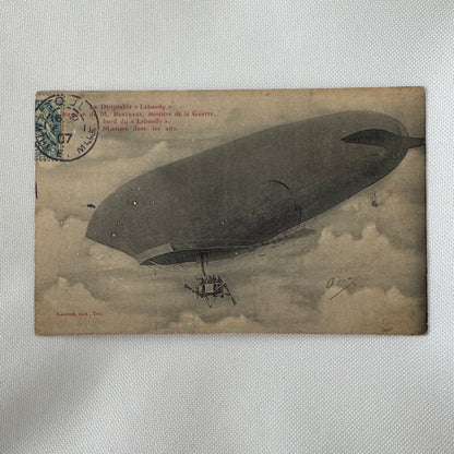 Vintage Zeppelin Airship Dirigible Postcard Post Card French Le Lebaudy 1907