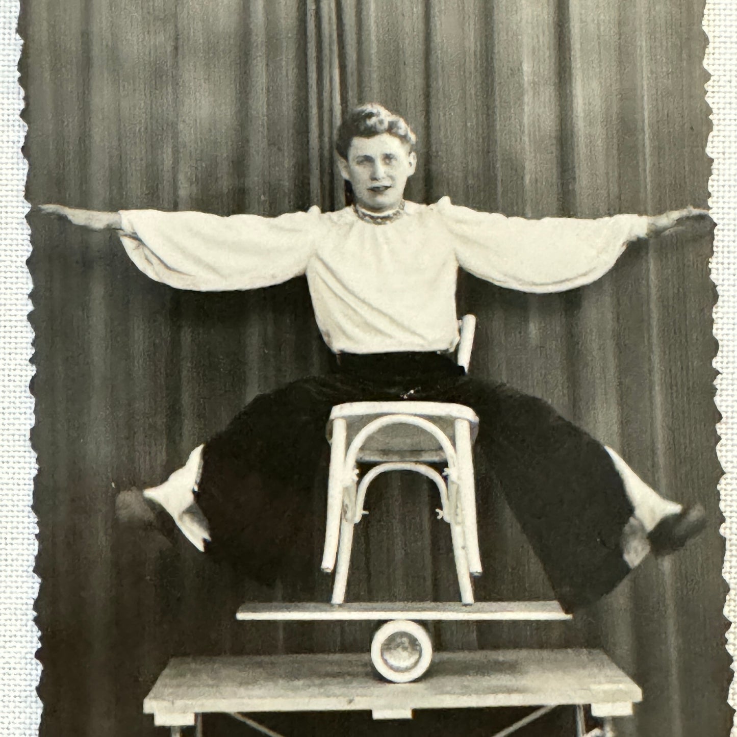 Vintage Circus Performer Act Photo Photograph Balancing Act Acrobat 1948 Paris
