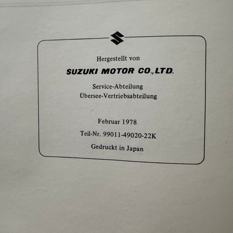 Vintage Suzuki GS1000H Motorcycle Bike Owners Manual Instruction Guide GERMAN