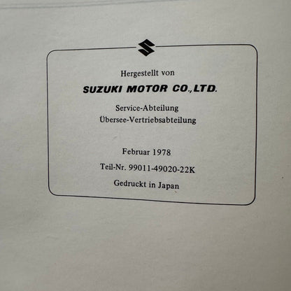Vintage Suzuki GS1000H Motorcycle Bike Owners Manual Instruction Guide GERMAN