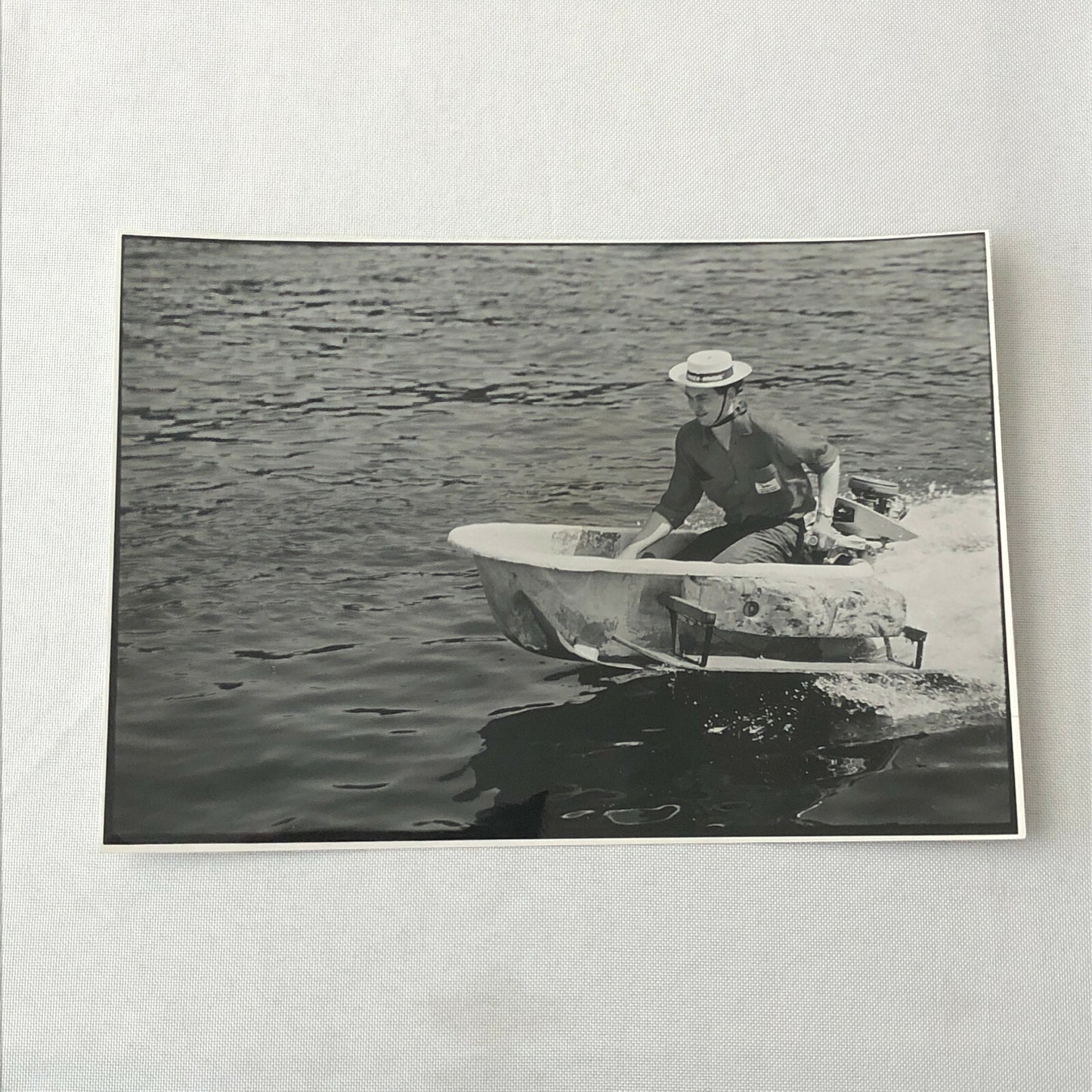 Motor Boat Racing Press Photo Photograph Print Race Converted Bathtub with Motor