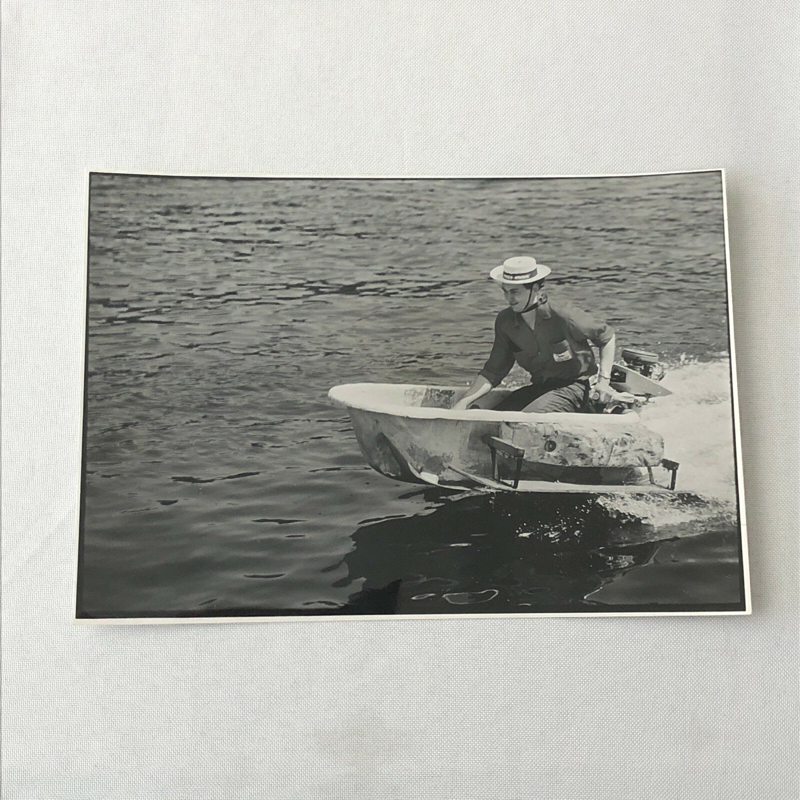 Motor Boat Racing Press Photo Photograph Print Race Converted Bathtub with Motor