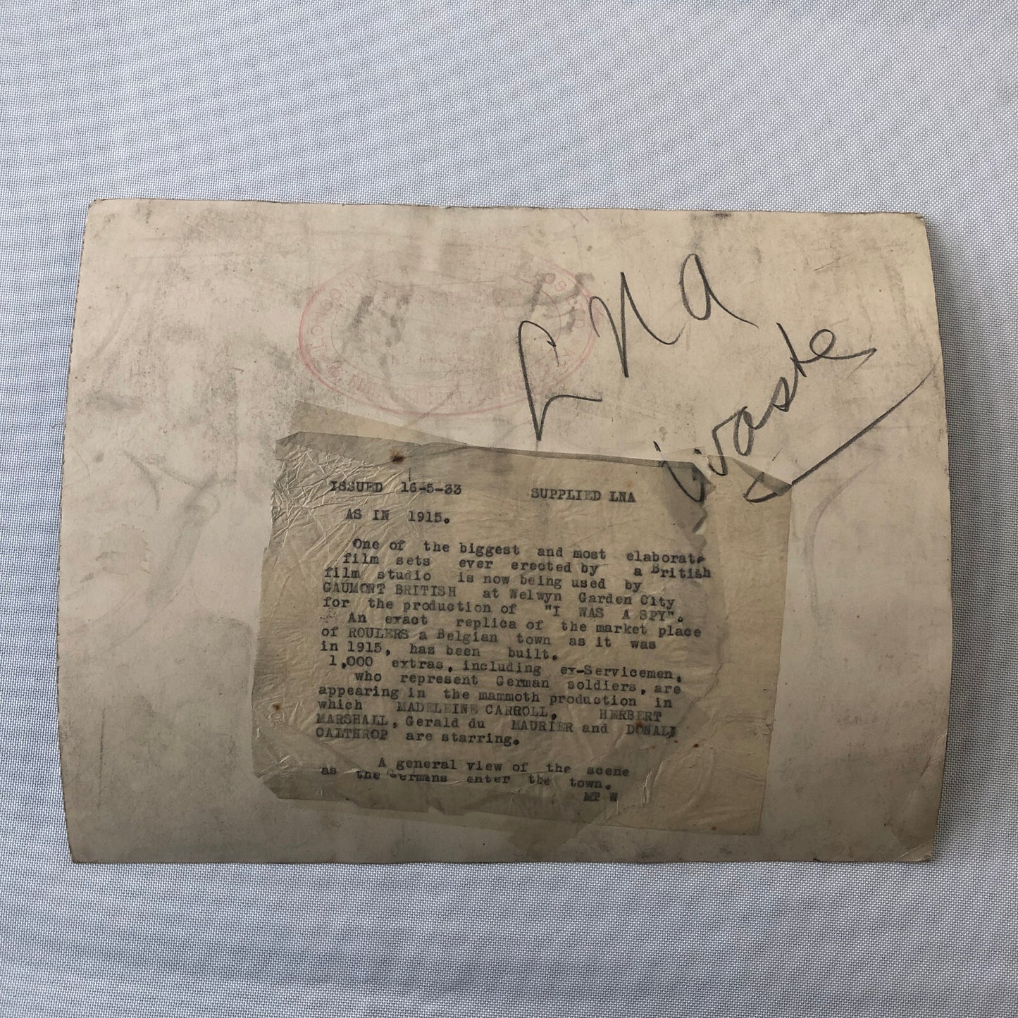 Press Photo Photograph I Was a Spy Movie Film Set 1933 Cars People Buildings