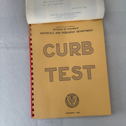 1953 California Civil Engineering Road Construction Report Curb Test Automobile