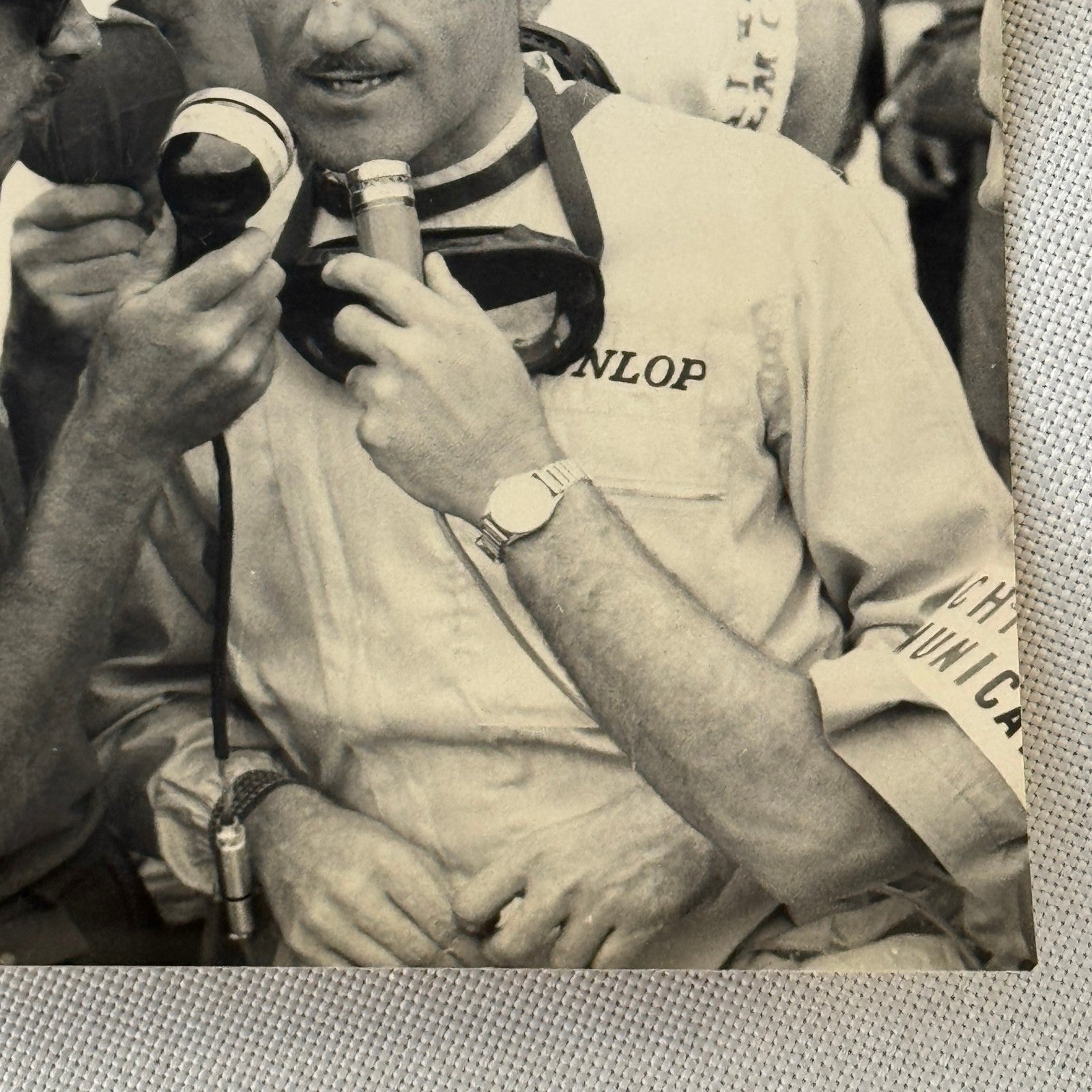 Vintage Racing Photo Graham Hill Giving Interview Photograph Print