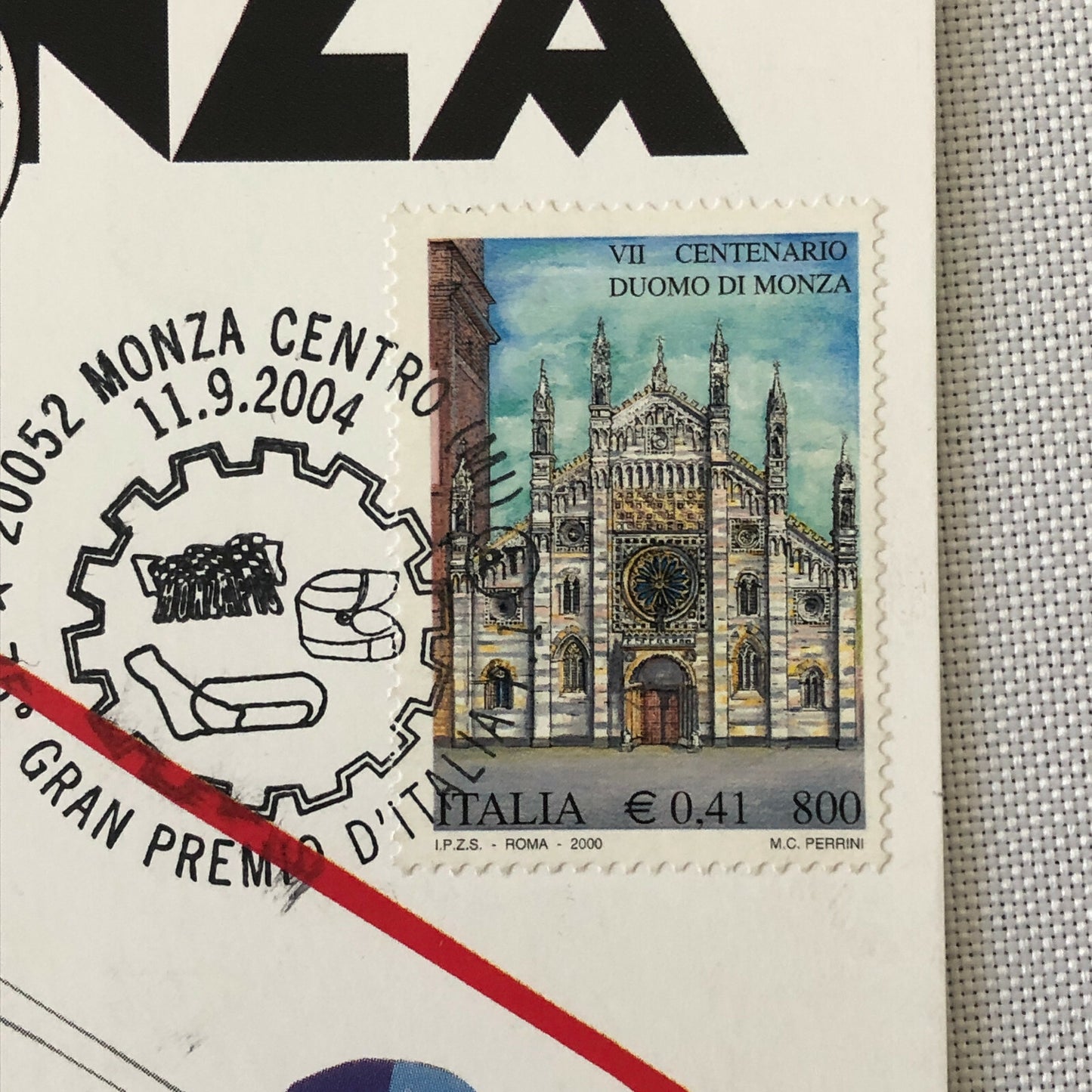 2004 Italian Grand Prix Postcard with Duomo Stamp 