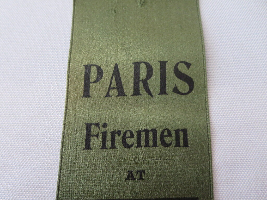 Vintage 1908 Paris Firemen Old Boys Reunion Ontario Canada Event Ribbon Fire 