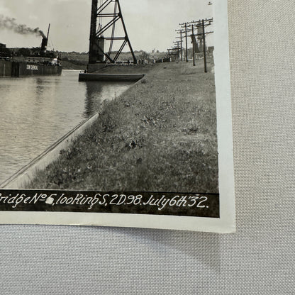 Vintage Welland Canal Ontario Canada Bridge Ship Boat SS Dow Chemical 1932
