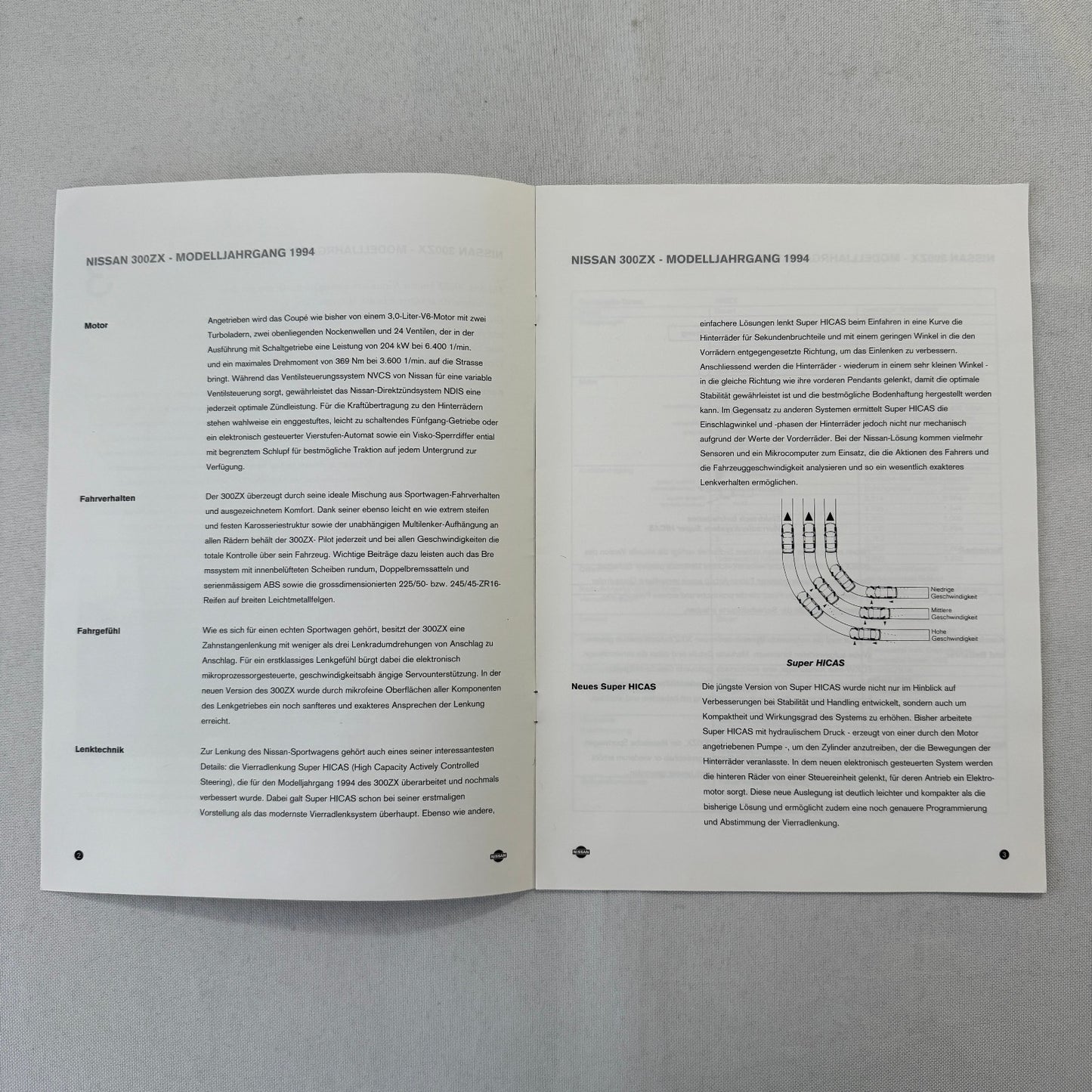 1994 Nissan 300ZX Geneva Motor Show Brochure GERMAN Press Catalog