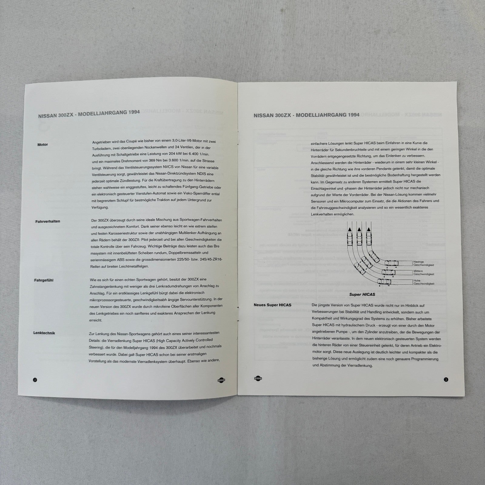 1994 Nissan 300ZX Geneva Motor Show Brochure GERMAN Press Catalog
