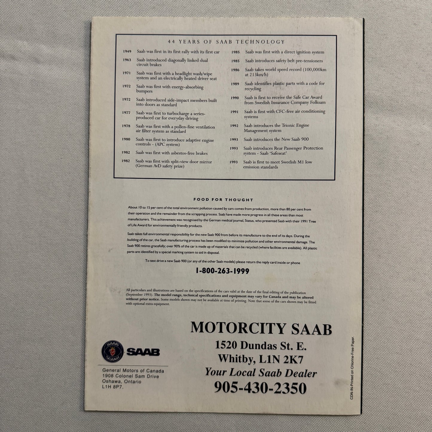 1993 Saab 900 Car Sales Brochure Catalog Advertising